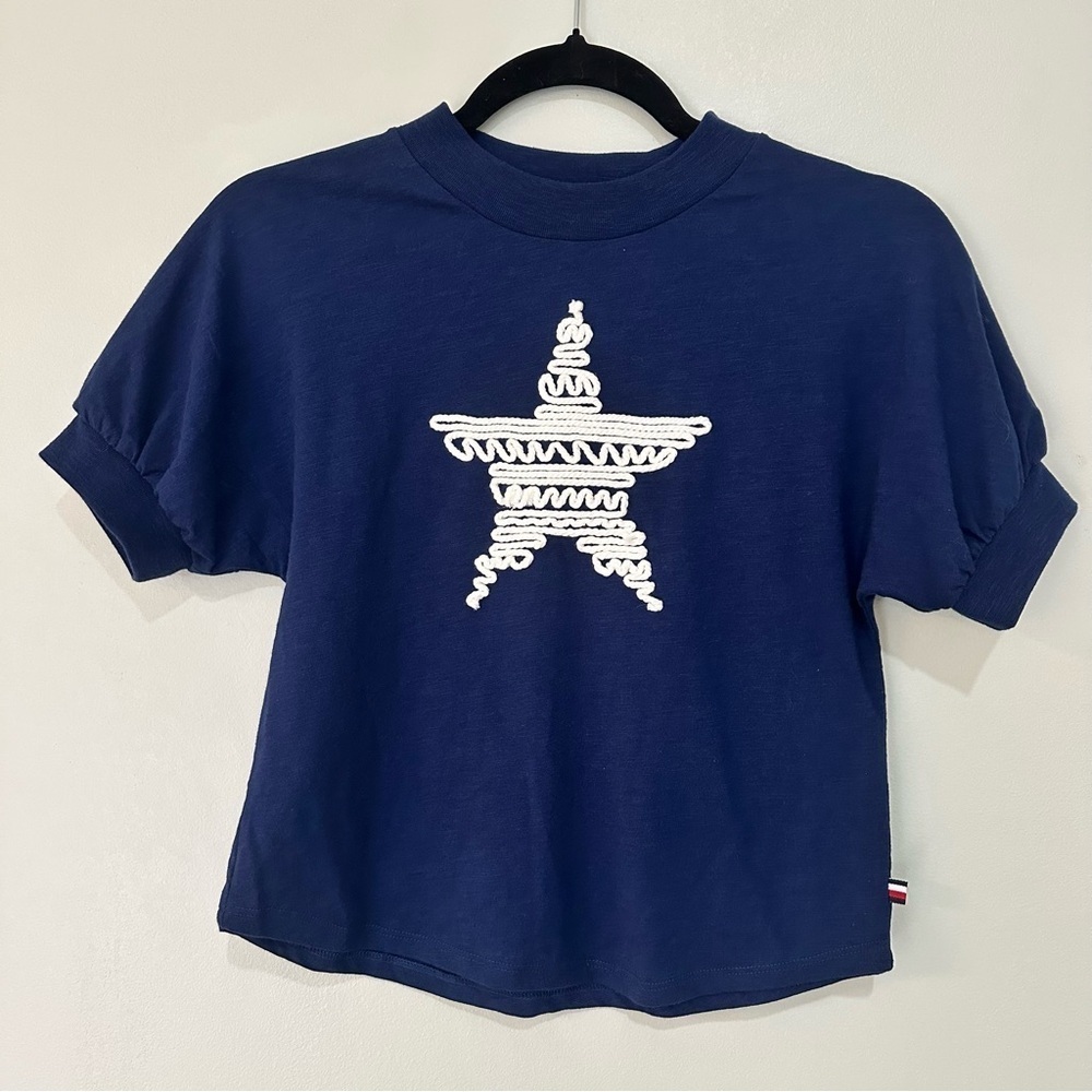NWT Tommy Hilfiger Girls Medium 8/10 Navy Blue Shirt Knitted Star USA